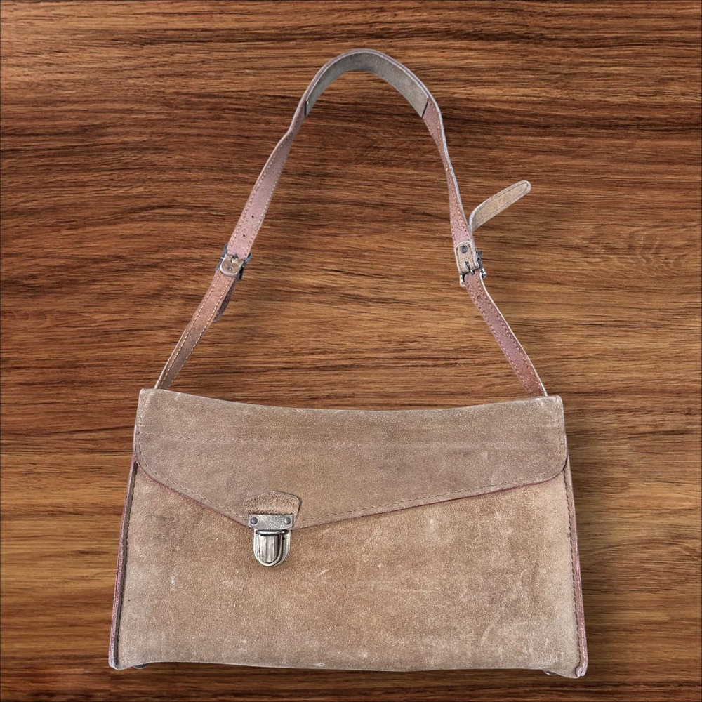Vintage Suede Leather‎ Shoulder Photography Satchel Bag Strap Brass Hardware